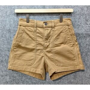 Womens Utility Khaki Shorts High Waist Pockets Casual Everyday